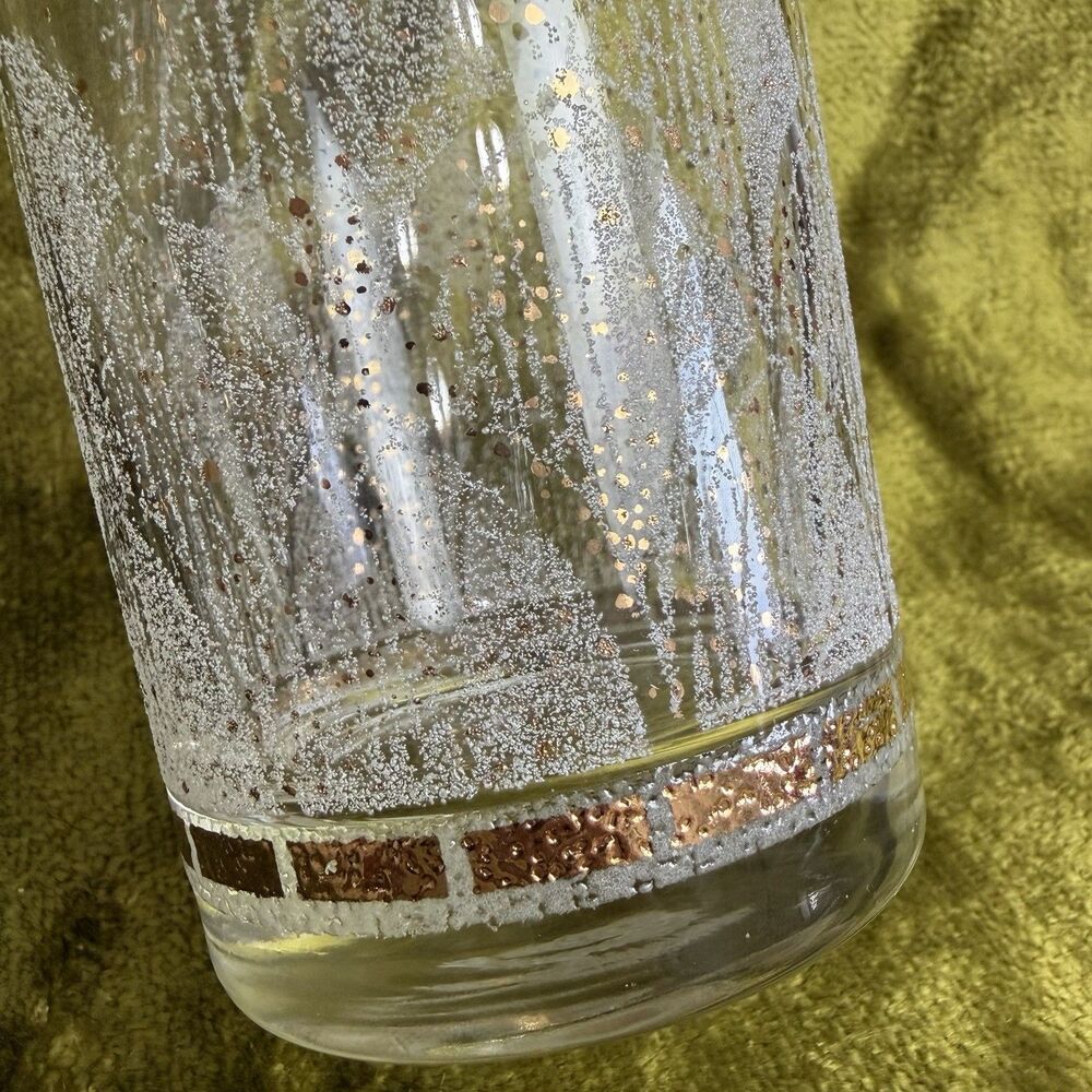 Mid Century Art Deco Clear With Gold Confetti Etching Tumbler Glasses 8 Count - Picture 8 of 8